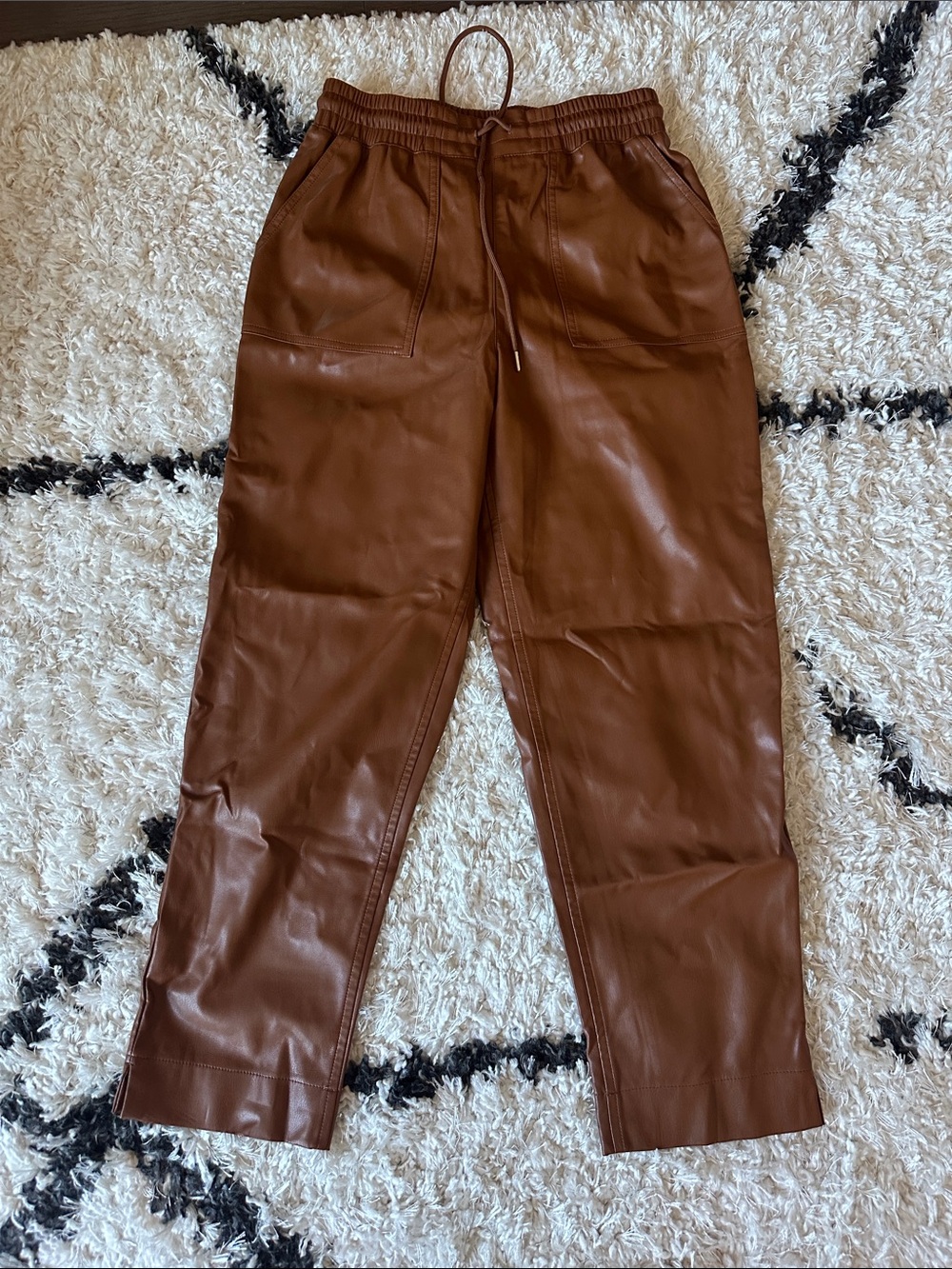 Women’s Brown Faux Leather Jogger Pants